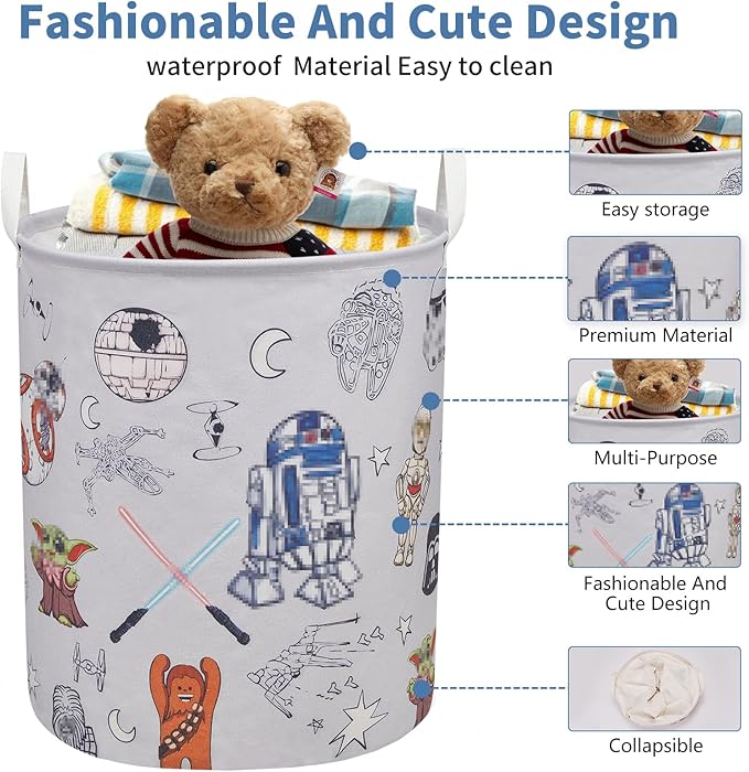 Room Nursery Decor,Baby Laundry Large Hamper Foldable With Waterproof Pe Coating,Dirty Clothes Basket Featuring The Child,Bedroom,Bathroom Set,Toy Bin,Boys and Girls Birthday Gifts (round)