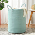 15Dx20H inches Tall Green Hamper Cotton Rope Laundry Basket Woven Hamper for Clothes Blanket Storage in Bedroom Livng Room for Baby Nursery Kids Toys Organize 62L Capacity