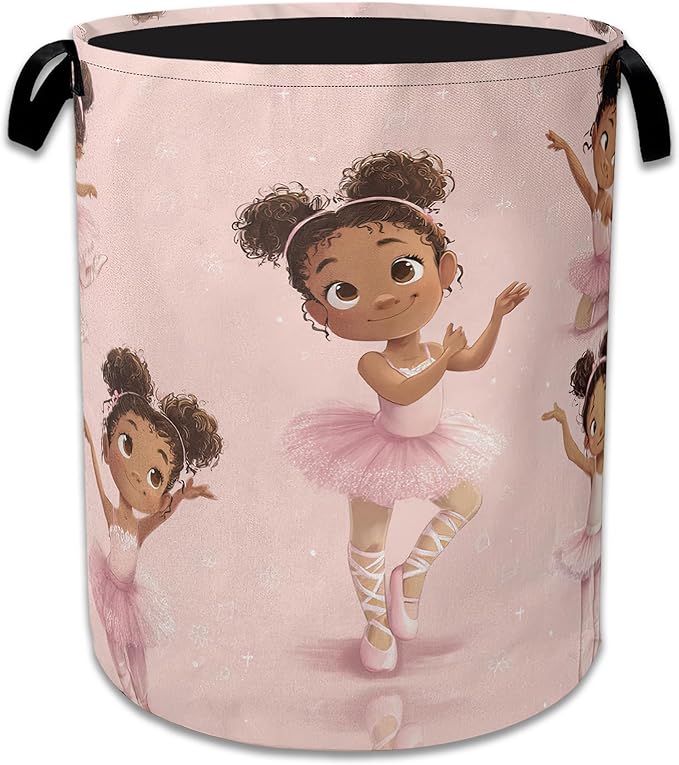 Ballet Girl Laundry Basket Collapsible Laundry Hamper Oxford Storage Bin for Clothes Storage, Toy Organizer, Books and Sundries 16" X 20.8"
