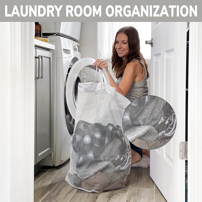 Goodpick Laundry Basket with Wheels, 75L Tall Clothes Hamper, Large Laundry Basket with Removable Wash Bag for Corner Dorm, Rolling Hamper, Pink&White