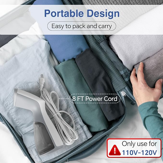 BEAUTURAL Steamer for Clothes,1000W Portable Clothes Steamer with 140ML Water Tank,Quick Wrinkle Removal for All Fabrics, Ideal for Home, Office, Travel