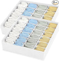 Joyoldelf Sock Organizer Drawer Organizer - 2 Packs Underwear Organizer, 48 Cells Collapsible Closet Organizers and Storage Sock Holders Organizers for Storing Socks, Ties, Belts(White)