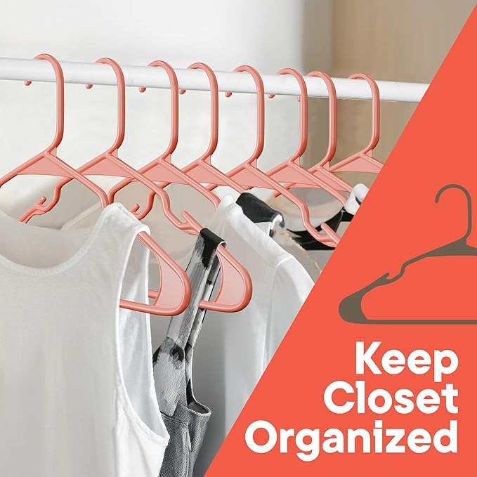 Plastic Clothes Hangers – Heavy Duty Hanger Set, for Organizing Clothes, Dresses, and Coat, Holds Up to 5 lbs, Space-Saving Hangers with Non-Slip Shoulder Grooves, Pack of 5, Brown