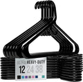 NEATERIZE Ultra Heavy Duty Plastic Clothes Hangers - Black - Durable Coat, Suit and Clothes Hanger. Perchas De Ropa (12 Pack - Black)