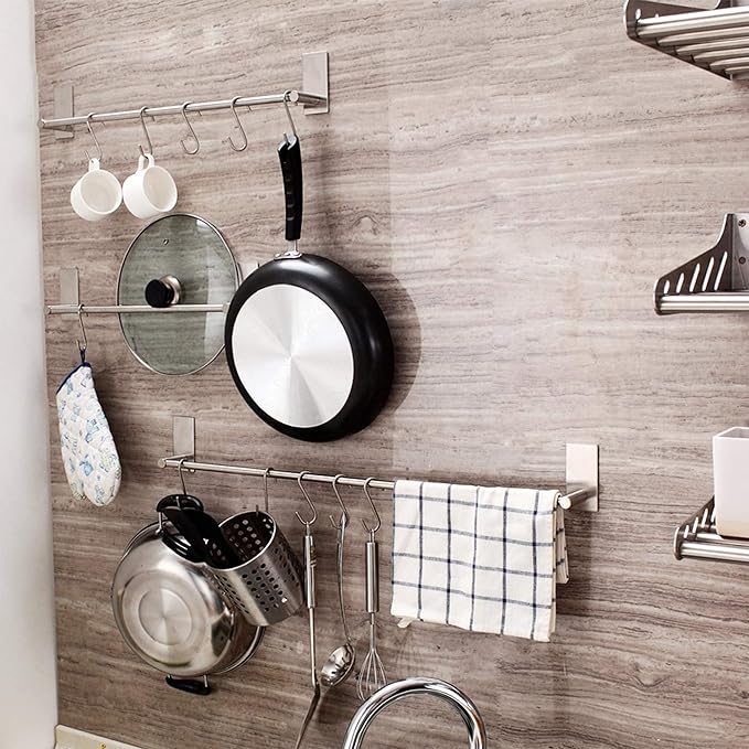 YourGift 10 Pack Heavy Duty S Hooks Silver S Shaped Hooks Hanging Hangers Hooks for Kitchen, Bathroom, Bedroom and Office: Pan, Pot, Coat, Bag, Plants(10 Pack/Silver/Small)