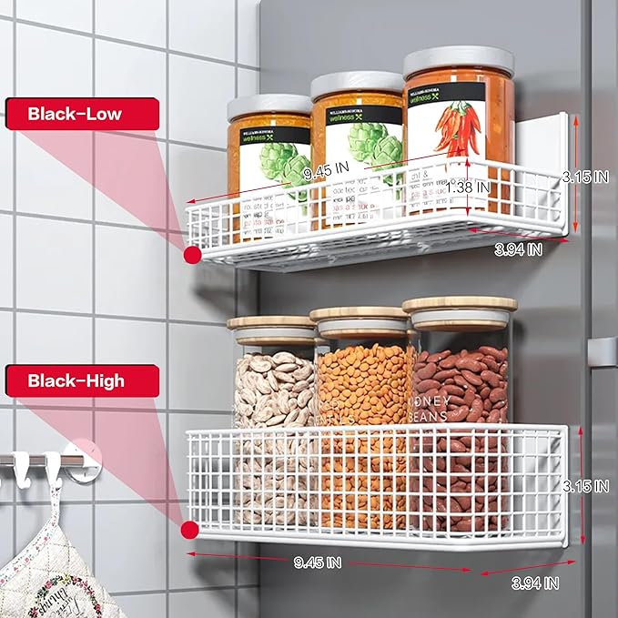 Magnetic Basket Fridge Large Magnetic Pen Holder Whiteboard Metal Wire Basket Storage Item Organizer (Black-Low)