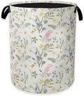 Collapsible Laundry Basket,Wildflower Dirty Clothes Hamper,Colorful Floral Leaves Hampers for Bedroom Waterproof Oxford Cloth Storage Organizer for Bathroom,Nursery,Dorm,16x20 Inch