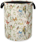 Laundry Hamper,Watercolor Bird Laundry Basket,Spring Flower Butterfly Portable Collapsible Laundry Room Organization Storage for Dorm Room,Nursery,Bathroom,Bedroom,16x20 Inch