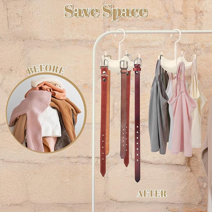 White Umbrella Hook Hanger - 2Pcs Christmas Gift Key Belt Bra Hanger Holder Stackable Closet Organizer for Bag Purse Scarves Hat, 360° Rotating Space Saving Hooks for Home Kitchen Bathroom