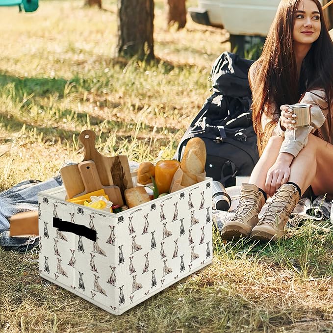Greyhound Gifts Storage Bins & Boxes with Handles, Dog Foldable Basket for Organizing Dog Lovers Owners, Greyhound Christmas Storage Laundry Hampers for Bedroom Bathroom Clothes Toys Books