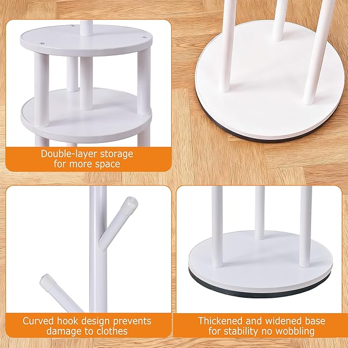 VECELO Coat Rack Freestanding, Entryway Hanger Stand, Umbrella Holder