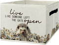 Rustic Hedgehog Storage Bins & Boxes with Handles, Farmhouse Hedgehog Foldable Basket for Organizing, Live Like Someone Left the Gate Open Collapsible Storage Basket for Bedroom Bathroom Clothes