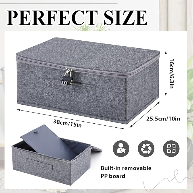 Discreet Lockable Toy Bag Storage Organizer Toy Bag Storage Bins Case with Zipper Lid for Women and Men Clothes Container(Gray,15 x 10 x 6.3 Inch)