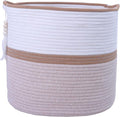 Large Woven Rope Laundry Hamper, Cotton Rope Storage Basket with Handles, Multipurpose Storage Basket for Laundry, Toys, Blankets in Bedroom, Bathroom, Living Room - Stylish & Durable (Brown, 55L)