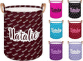 Personalized Laundry Basket, Custom Gift Laundry Hamper, Collapsible Nursery Waterproof Laundry Baskets, Dirty Clothes Toy Hamper with Handles Name Dark Red