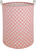 Pink Laundry Basket Kids Hamper Storage Bins Girls Nursery Hamper Waterproof Organizer Toy Box Large Canvas Collapsible Chest for for Bedroom,Clothes Organizer Basket,Toys Bin,Room Decor