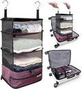 Grand Fusion Stow-N-Go Packing Organizer for Luggage, Portable Hanging Travel Shelves, Carry-On Closet, Hanging Packing Cubes, Collapsible Carry-On Organizer for Cruises & Hotels Burgundy - L