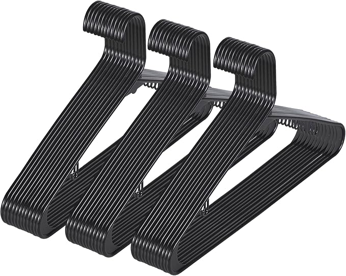 HomGarden Standard Black Plastic Hangers, 100 Pack Plastic Non Slip Hangers for Coats, Pants & Dress Clothes