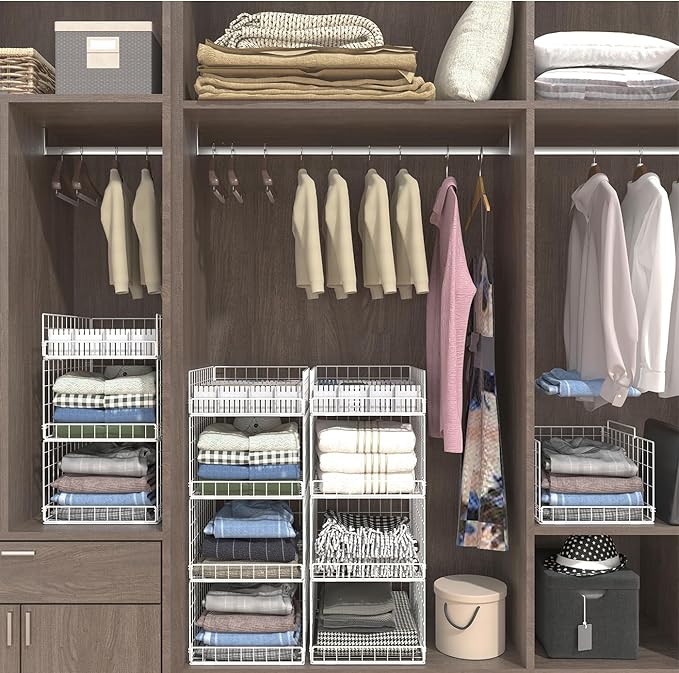 Closet Organizers and Storage Shelves for Clothes, Collapsible Stackable Storage Bins Organizer Baskets Containers Drawers for Truck Camper Closet RV Closets Pantries Cupboard Wardrobe