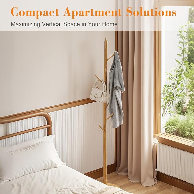 VECELO Coat Rack Freestanding, Entryway Hanger Stand, Umbrella Holder