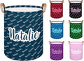 Personalized Laundry Basket, Custom Gift Laundry Hamper, Collapsible Nursery Waterproof Laundry Baskets, Dirty Clothes Toy Hamper with Handles Name Dark Blue