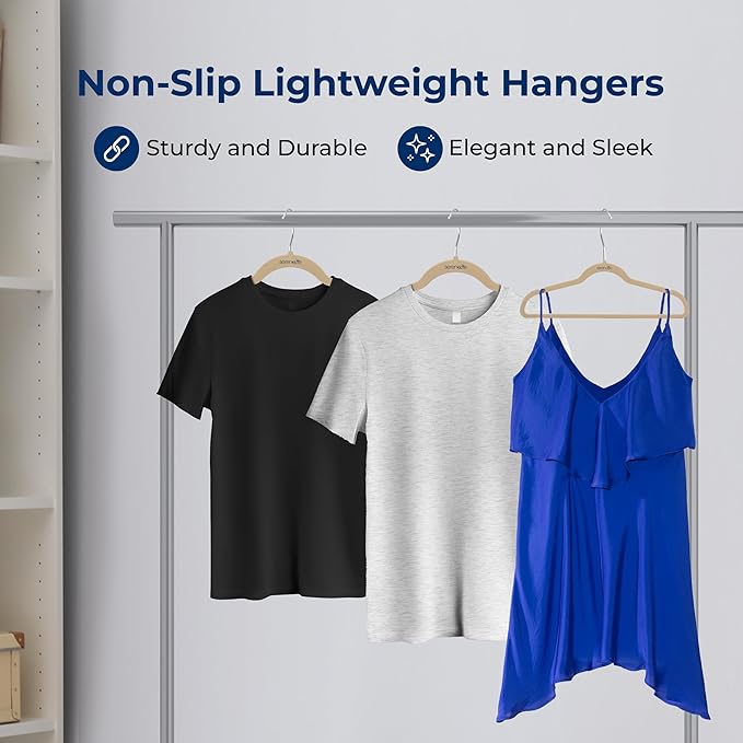 SereneLife 200 Pack Velvet Hangers - Non-Slip Felt Hangers with 360° Swivel Hook, Space-Saving, Ultra-Thin, Lightweight for Shirts, Sweaters, Hoodies, Kids Clothes & Dresses