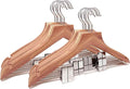 Cedar Elements Flat Top Cedar Hangers – French Style 12 Pack for Adult Size (with Metal Clips for Pant Skirt Hanging)