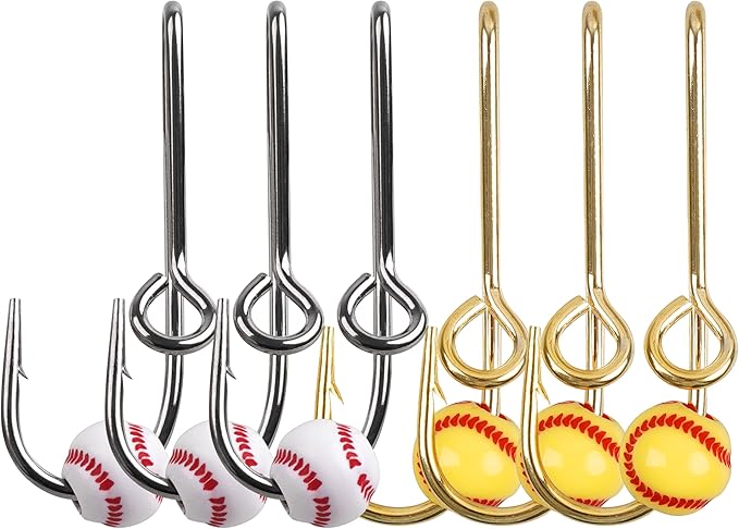 Fishing Hook Hat Pins & Clips - 12PCS Gold/Black Fish Hook Hat Tie Clips for Outdoor