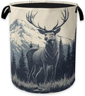 Collapsible Laundry Basket,Vintage Forest Deer Dirty Clothes Hamper,Snow Mountain Hampers for Bedroom Waterproof Oxford Cloth Storage Organizer for Bathroom,Nursery,Dorm,16x20 Inch