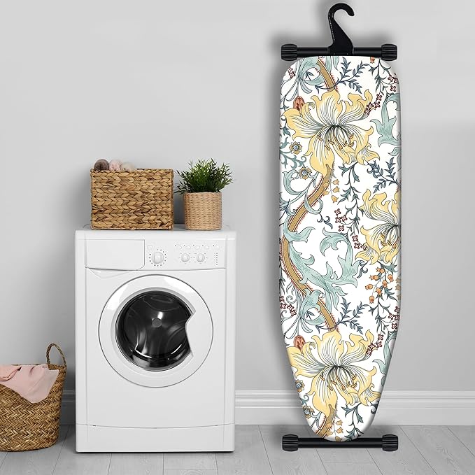 Standard Size Ironing Board Cover and Pad, Full Size Scorch Resistant Padding, 100% Organic Cotton, Heat-Resistant & Washable – Elastic Trim for Easy Installation