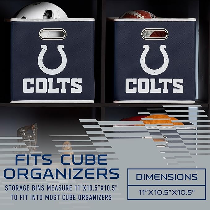 Franklin Sports NFL Storage Bins - Collapsible Cube Container + Basket - NFL Office, Bedroom + Living Room - 11"x11"