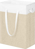 Stero Fabric Laundry Hamper, 75L Large Laundry Basket with Handles, Collapsible Dirty Clothes Hamper for Laundry Dorm, Bedroom, Bathroom, White&Beige