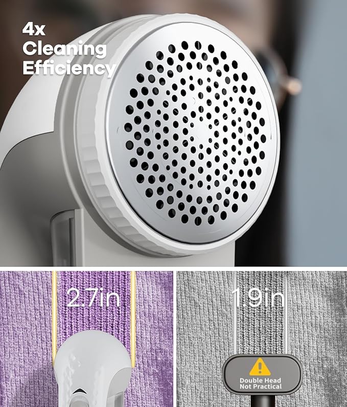 Lint Remover, Sweater Shaver with 6-Leaf Blades & Safety Lock, Fabric Shaver for Clothes and Furniture, Fabric Shaver Lint Shaver 4 Times Efficiency to Remove Pilling