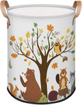 Kids Laundry Hamper Dirty Clothes Basket 18" Collapsible Polyester Sturdy & Lightweight Fall Animals Storage Bin with Handles for Bedroom Bathroom Living Room
