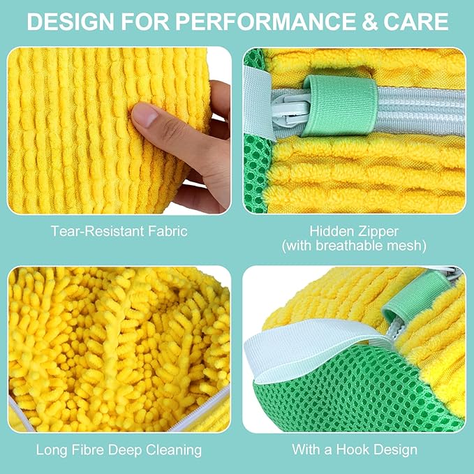 2PCS Shoe Washing Machine Bag, Reusable Shoe Laundry Bags for Sneakers for Washer & Dryer, 360° Shoes Cleaning Bag with Sturdy Zipper - Fits All Shoes Types & Sizes