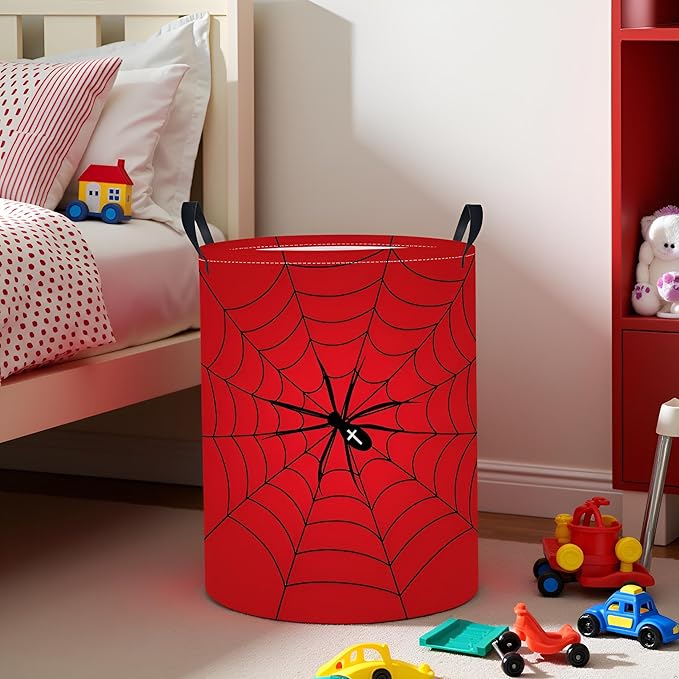 Baby Laundry Basket Baby Nursery Hamper Kids Laundry Basket Toy Storage Bin for Boys Room Decor Gift Baskets for Bedroom Bathroom(Spider Web)