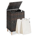 SONGMICS Laundry Hamper with Lid, 29 Gal. (110 L) PE Rattan Laundry Basket with Lid and Handles, Natural Material,Removable Machine Washable Liner, Chestnut Brown ULCB222ME01