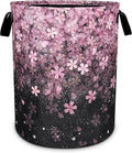 Cherry Blossoms Laundry Basket Pink Flowers Foldable Oxford Cloth Funny Tote Bag Laundry Hamper Clothes Storage Bucket Toy Organizer For Bathroom/Laundry Storage/Bedroom 18.9x16.5 Inch