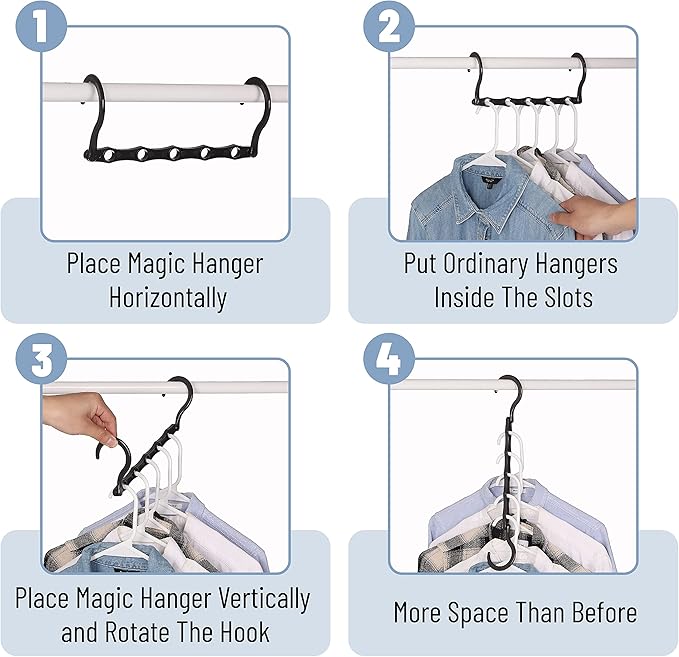 Mr. Pen- Space Saving Hangers for Clothes, 12 pcs, 4, Plastic Multi Clothes Hangers Space Saving, 5 Slots, 360° Rotating Hooks