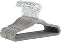 Amazon Basics Kids Velvet Non-Slip Space Saving Clothes Hangers with Shoulder Notches, Sturdy Closet Organizer for Baby/Toddler, 11.6", Gray, 30-Pack