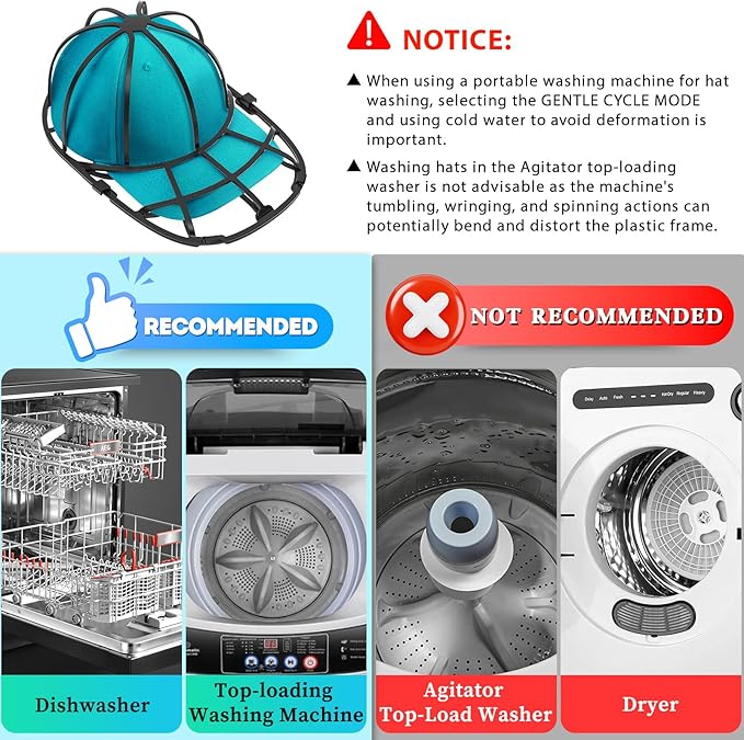 Coopahce Hat Washer for Washing Machine, Hats Cleaner for Baseball Caps, Hat Washing Cage Cap Washer, Dishwasher Hat Holder