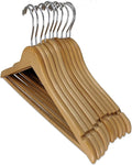 Pillowtex Wood Suit Clothes Closet Hanger w/Non-Slip Bar - Set of 50 Natural Finish Hangers