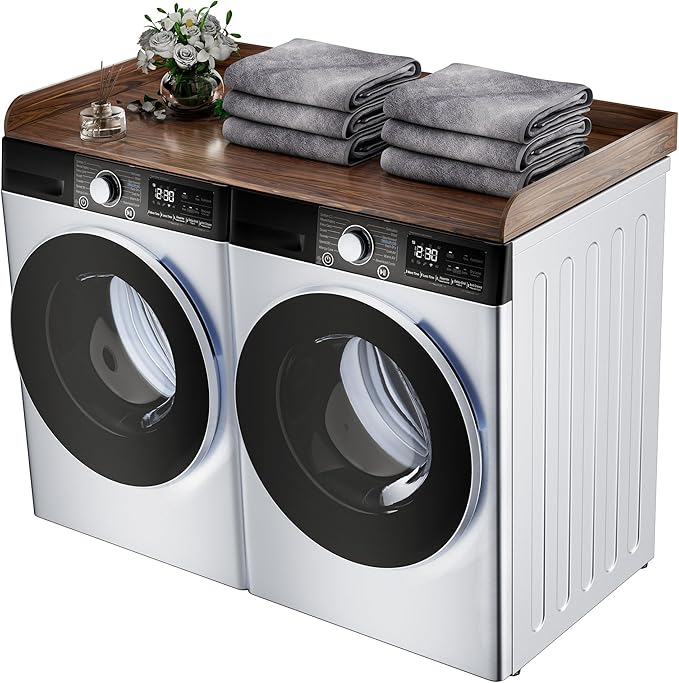 FlyGeneral Washer and Dryer Countertop, 27.5" x 54" Brown Quick-Install Washer and Dryer Countertop for Organizing The Laundry Room.