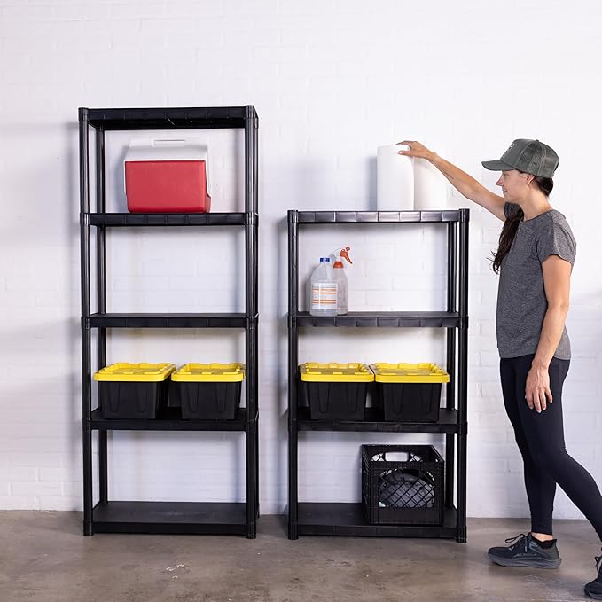 Plastic Milk Crate Storage Tote with Handles, 16-Quart Stackable Cube Organizer for Garage, Home, and Office, Made in the USA, 13" x 13" x 11" (1-Pack) - Black