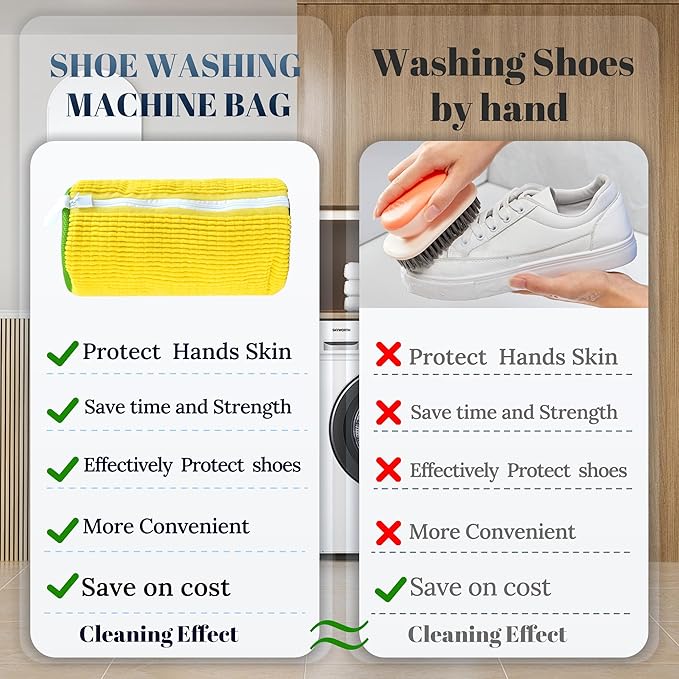 Shoe Washing Machine Bag, Laundry Shoe Bag for Washer and Dryer,2Pcs Reusable Shoe Bag for Washing Machine Fit Most Shoes Types (Yellow 2 pcs)