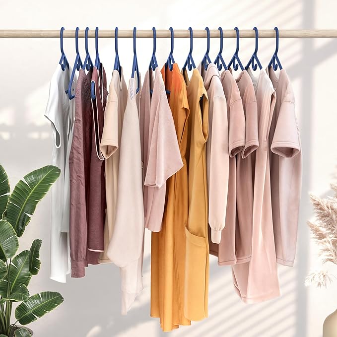 NEATERIZE Ultra Heavy Duty Plastic Clothes Hangers - Navy - Durable Coat, Suit and Clothes Hanger. Perchas De Ropa (24 Pack - Navy)