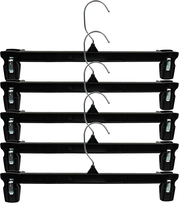 HangOn Pants Hangers Recycled Plastic with Ridged Clips, Black, 14 Inch Pack of 10