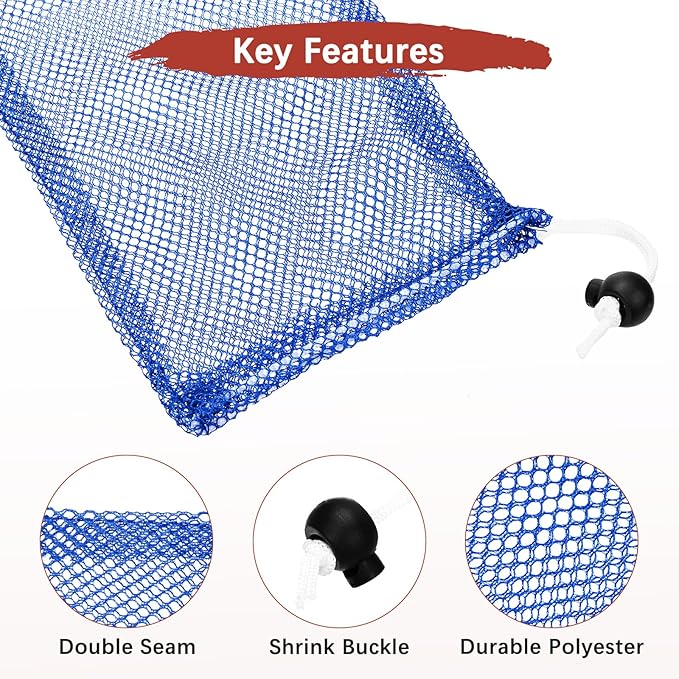 6 x 8 in Small Mesh Laundry Bags with Drawstring [6PCS] - Durable Mesh Bags with Cord Lock for Laundry & Soap &Small Balls - [Blue]