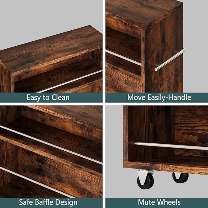 ALBAD Slim Rolling Cart,4-Tier Storage Cart with Wheels,7.9”W Slim Storage Carts with Handle for Kitchen Laundry Narrow Places Bathroom Dining Room Small Spaces
