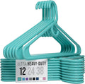 NEATERIZE Ultra Heavy Duty Plastic Clothes Hangers - Aqua - Durable Coat, Suit and Clothes Hanger. Perchas De Ropa (12 Pack - Aqua)